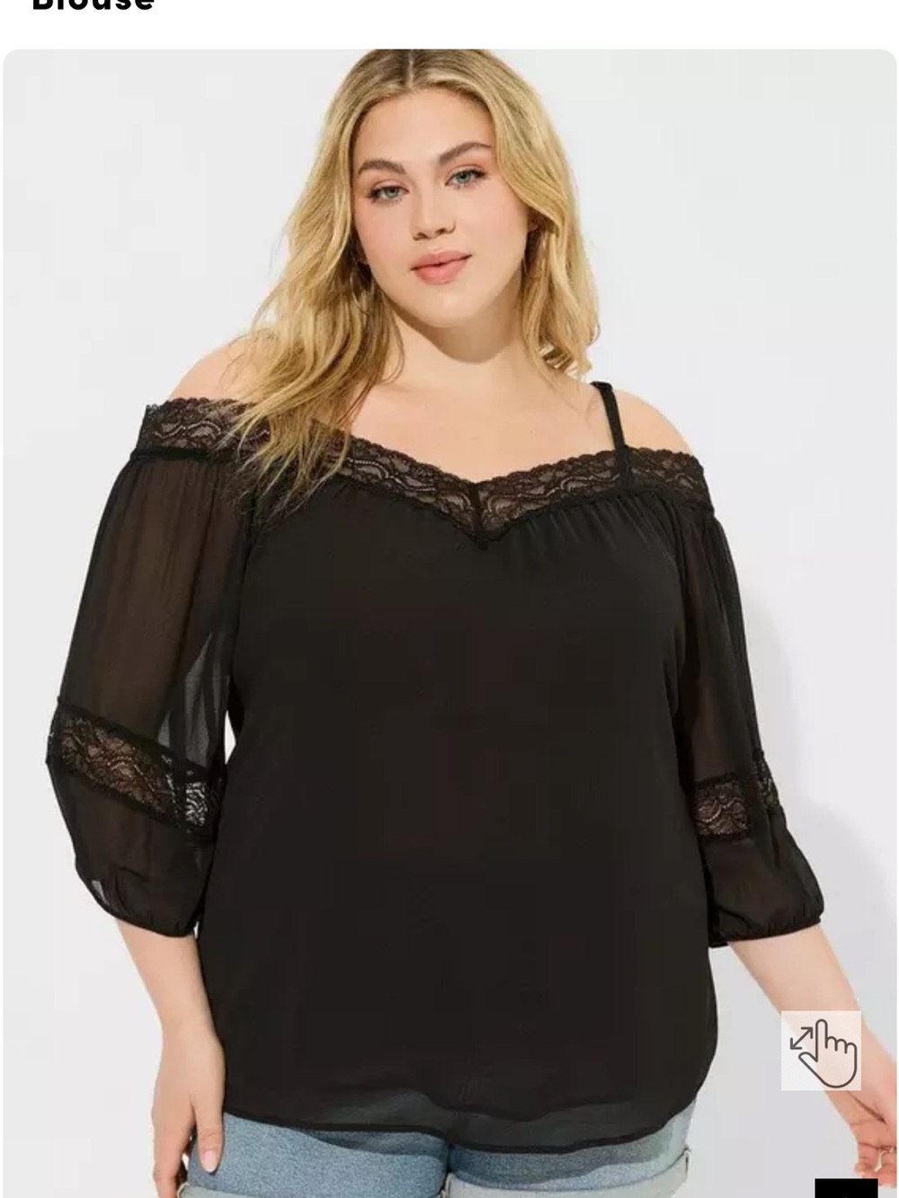 torrid Black Cold-Shoulder Lace-Trim Blouse